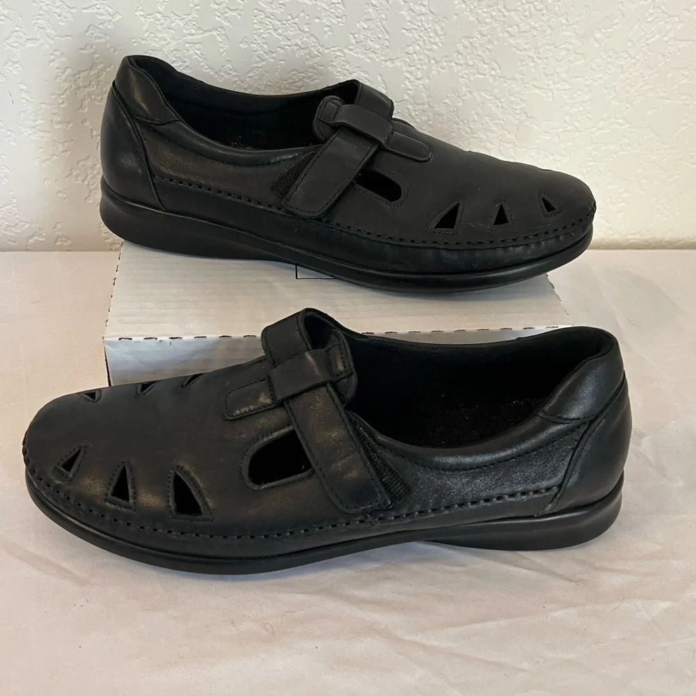 SAS Tripad Comfort Roamer Black Leather Cutout‎ Shoes Womens 11.5N EUC Narrow